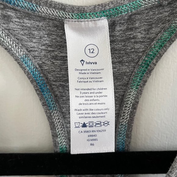 Ivivva Racerback Tank Top - GREY / Kids 12 - Picture 3 of 3